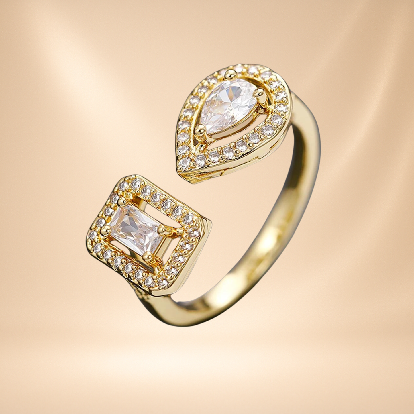 Fashion Cuff Ring Gold Diamond