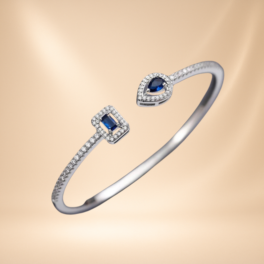 Fashion Cuff Bracelet Silver Sapphire