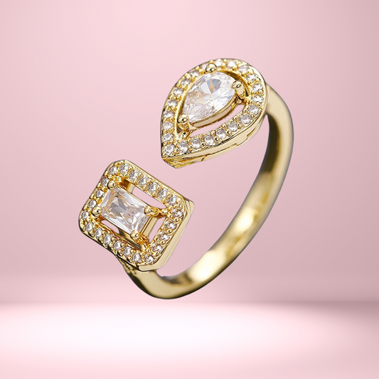 Fashion Cuff Ring Gold Diamond