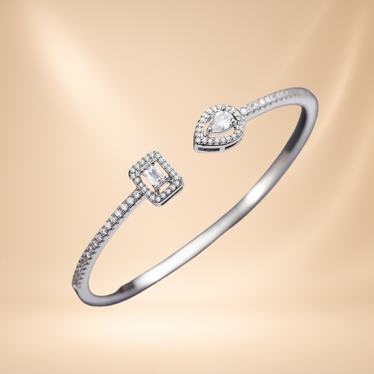 Fashion Cuff Bracelet Silver Diamond