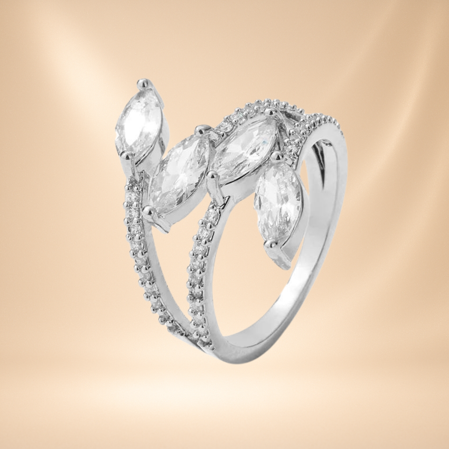 Princess Ring Four Vine Leaves