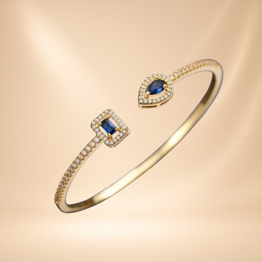 Fashion Cuff Bracelet Gold Sapphire